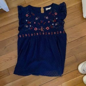 Navy floral top